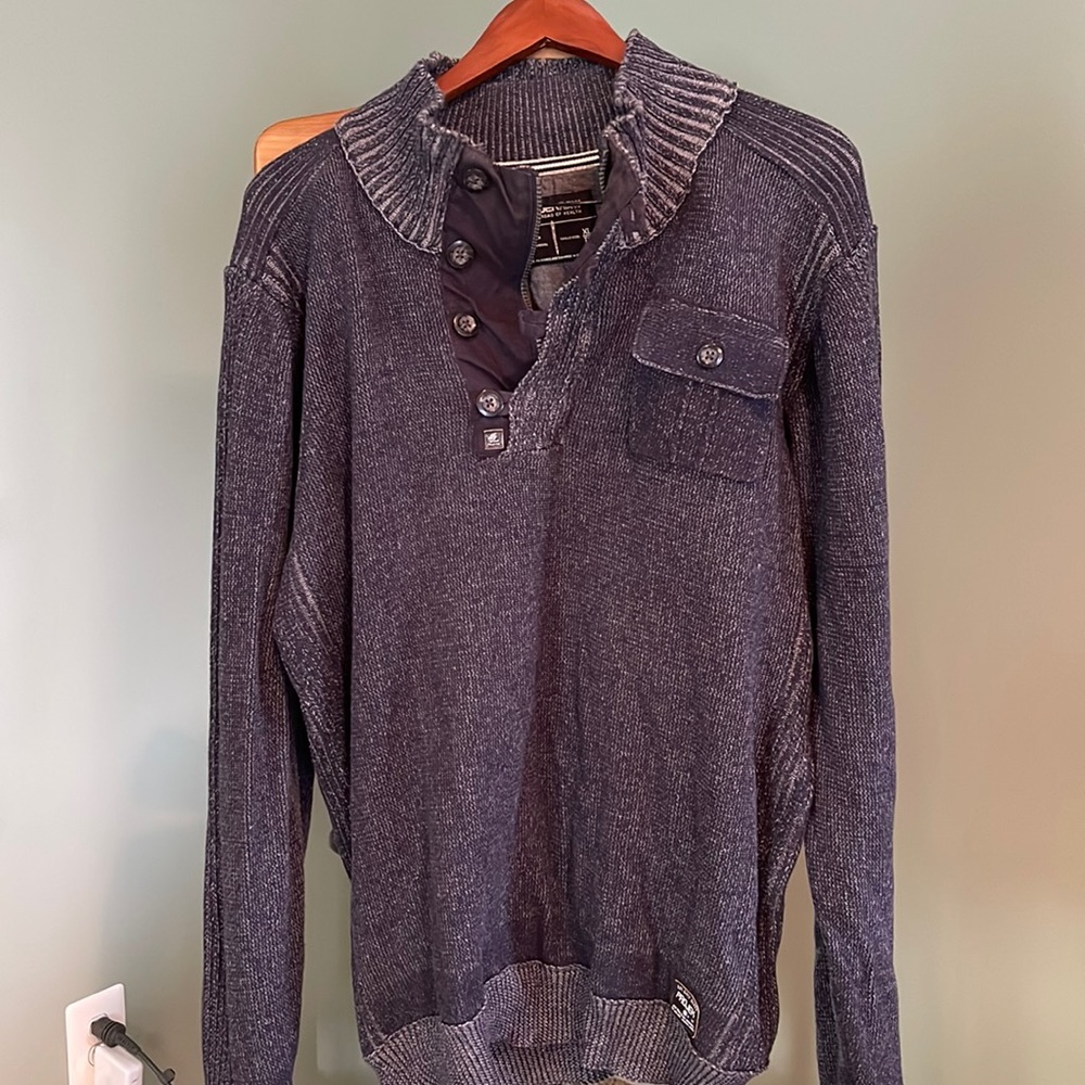 Mens Zip/Button Neck Sweater XL